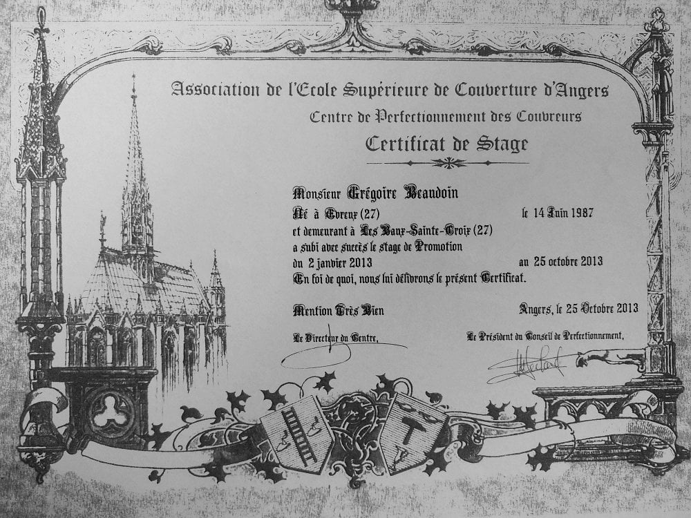 Beaudoin Grégoire Philippe couverture zinguerie à Ormes